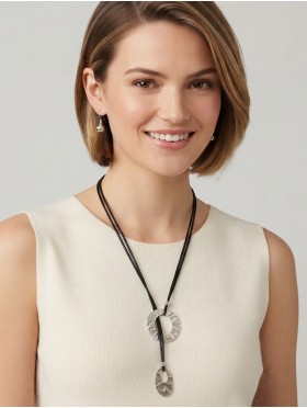 Circle Pendant Belt/Necklace & Sphere Earrings Set